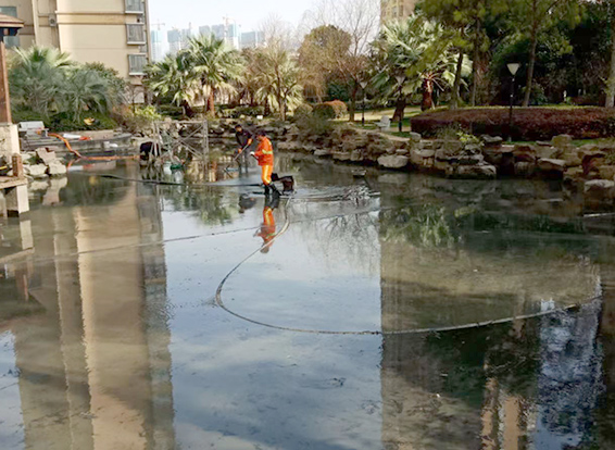 沙湖原种场景观池淤泥清理